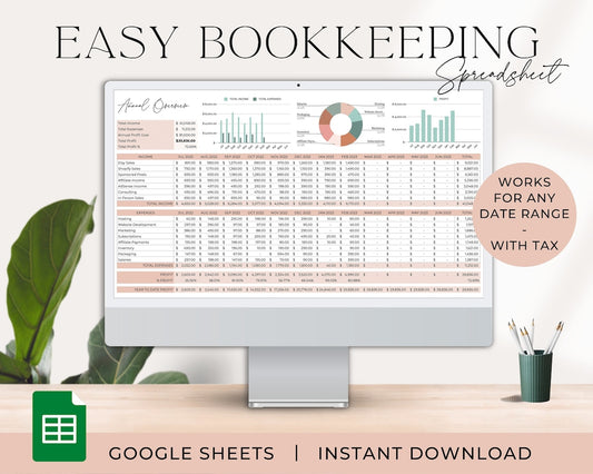 Easy-to-use Small Business Google Sheets Bookkeeping Template