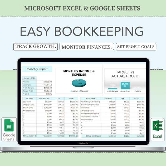 Easy Business Bookkeeping Template: Excel & Google Sheets