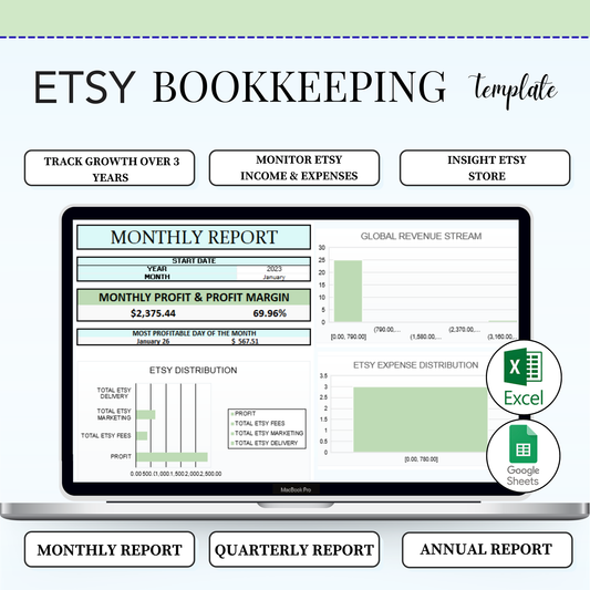 Etsy Seller Bookkeeping Spreadsheet | Income & Expense Tracker (Google Sheets)