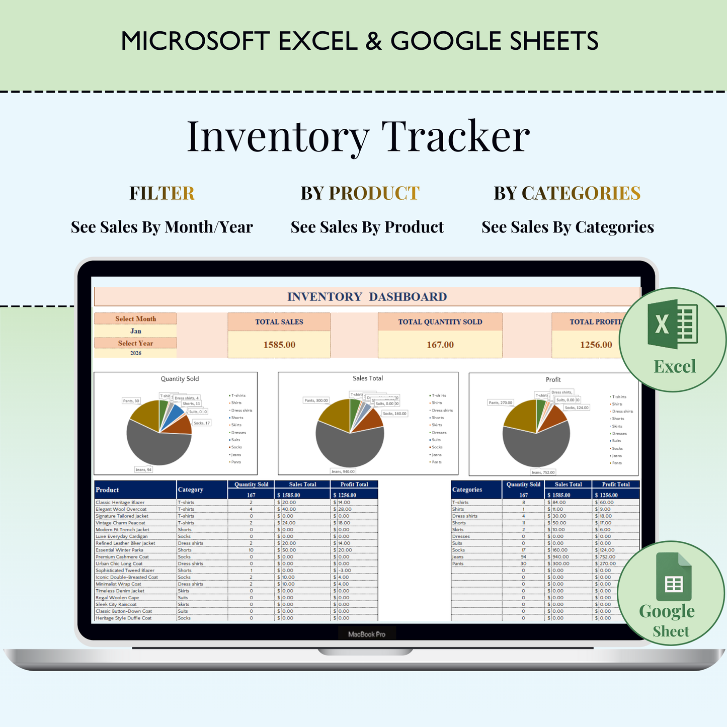 Inventory Tracker Spreadsheet for Small Business | Google Sheets and Excel Inventory Management Template | Inventory Log Order Tracker