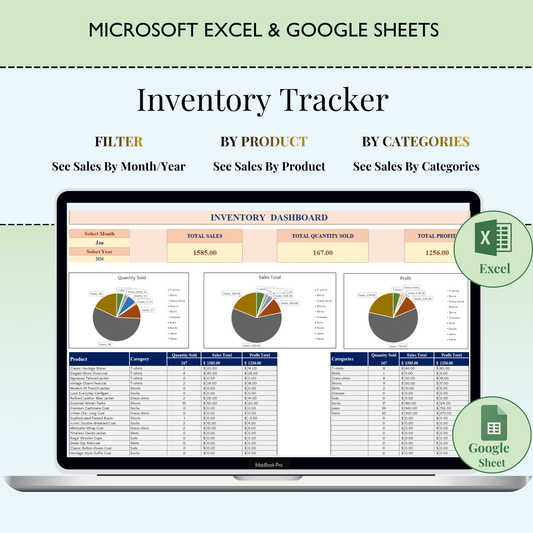 Inventory Tracker Spreadsheet for Small Business | Google Sheets and Excel Inventory Management Template | Inventory Log Order Tracker