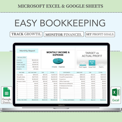 Ultimate Shopify Business Tracker Bundle | Shopify Sales Report, Inventory Tracker, Bookkeeping & Income Expense Spreadsheet