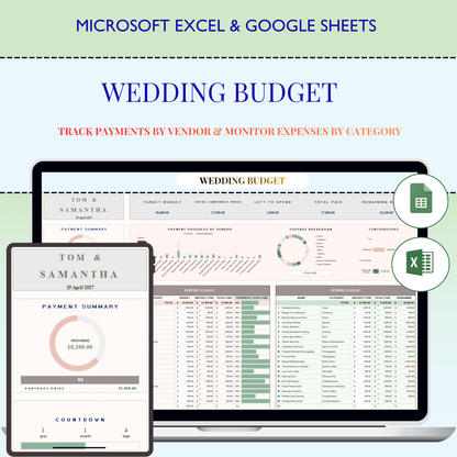 Wedding Budget Planner Spreadsheet Google Sheets | Excel Wedding Budget Tracker | Wedding Finance & Cost Tracking Expenses | Bride Budget