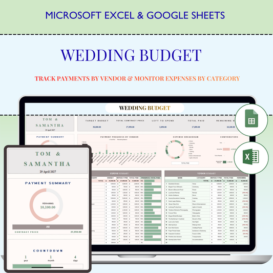 Wedding Budget Planner Spreadsheet Google Sheets | Excel Wedding Budget Tracker | Wedding Finance & Cost Tracking Expenses | Bride Budget