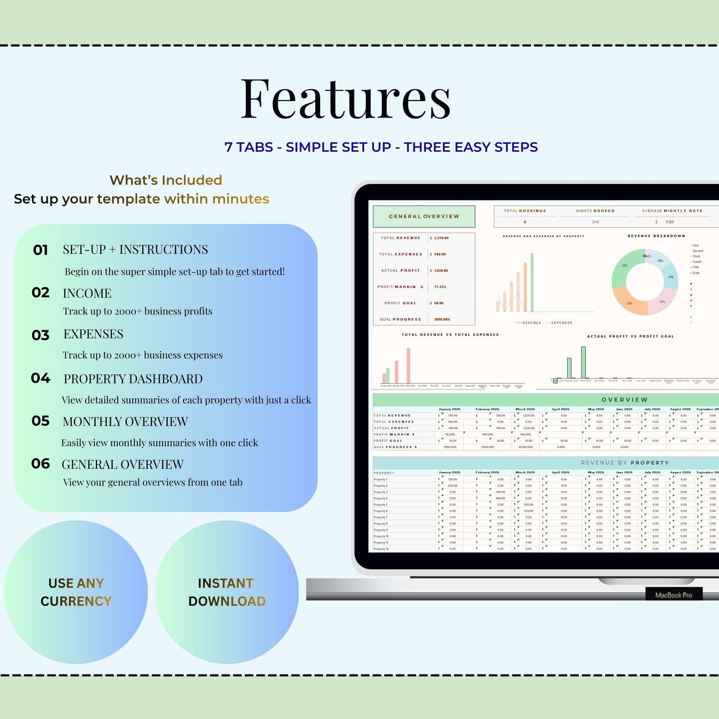 Airbnb Income & Expense Spreadsheet Template for Hosts |Vacation Rental Property Management Airbnb  , Vrbo Bundle   Profit and Loss Tracker