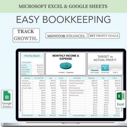 Easy Business Bookkeeping Template: Excel & Google Sheets
