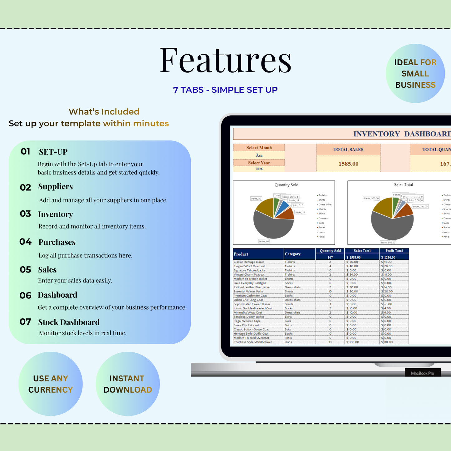 Inventory Tracker Spreadsheet for Small Business | Google Sheets and Excel Inventory Management Template | Inventory Log Order Tracker