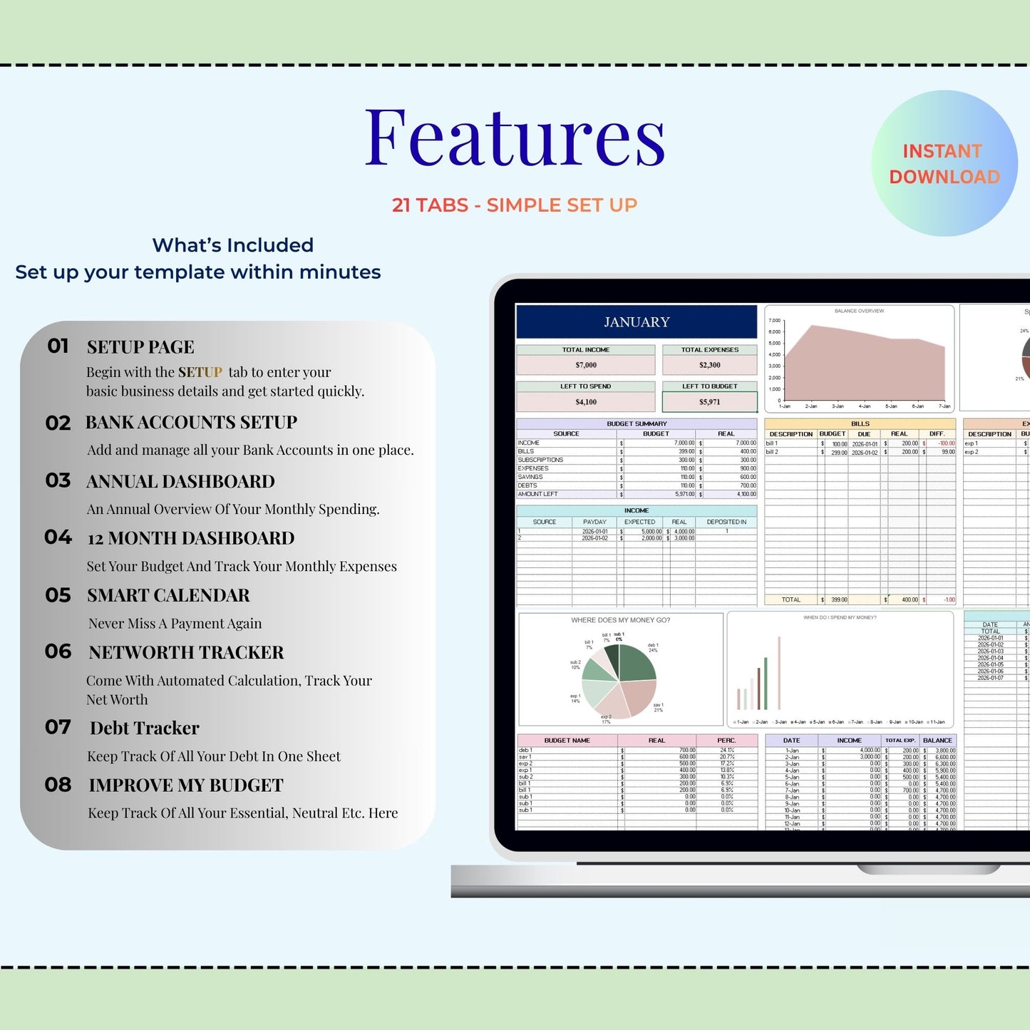 Annual Budget Template for Excel & Google Sheets | 2026 Planner