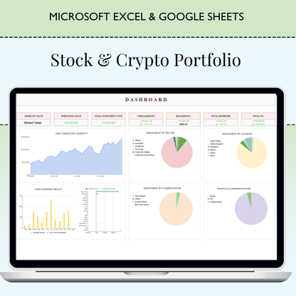 Investment Tracker Spreadsheet, Stock Portfolio & Crypto Tracker