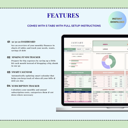50/30/20 & 70/20/10 Budget Template for Excel & Google Sheets