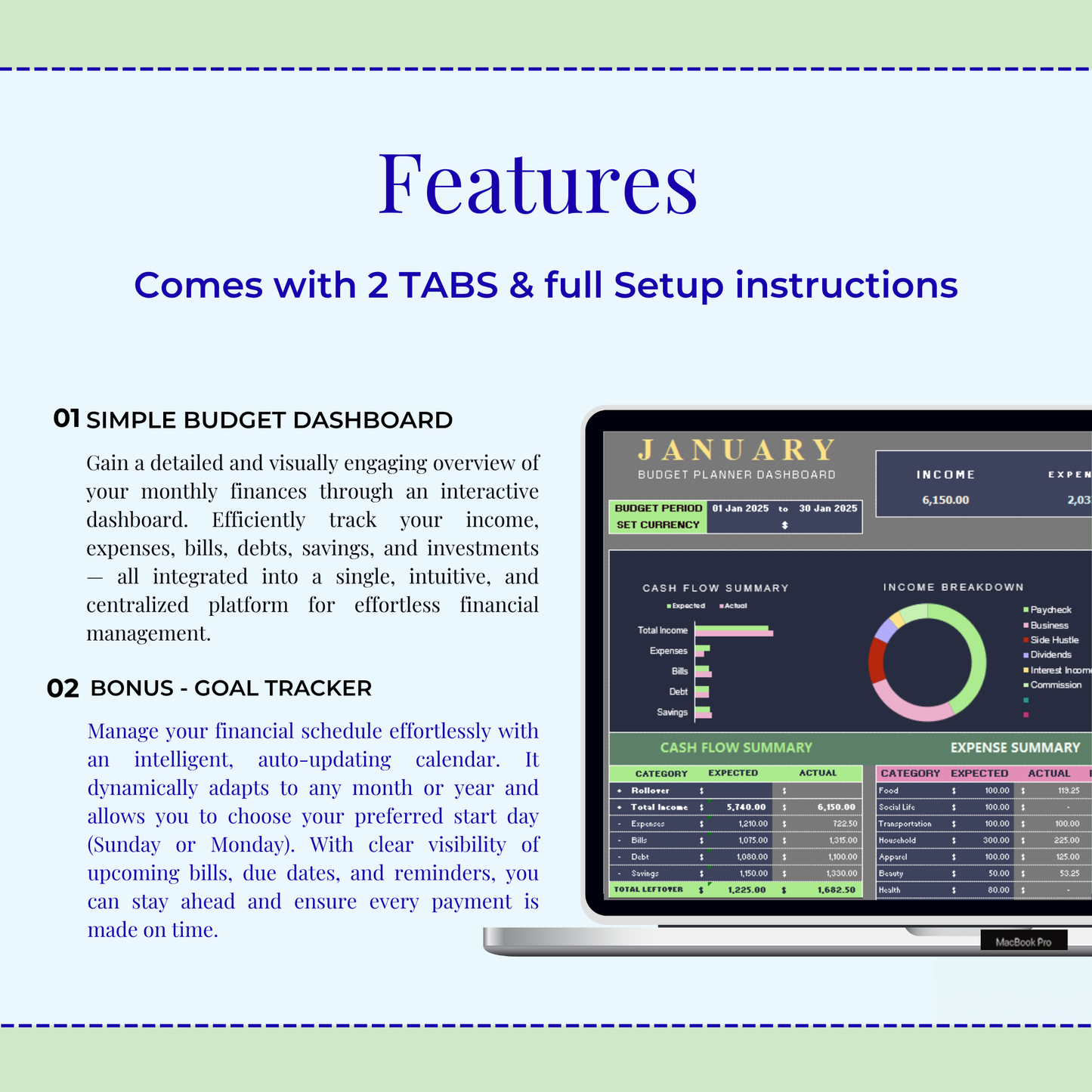 Simple Budget Planner | Excel & Google Sheets