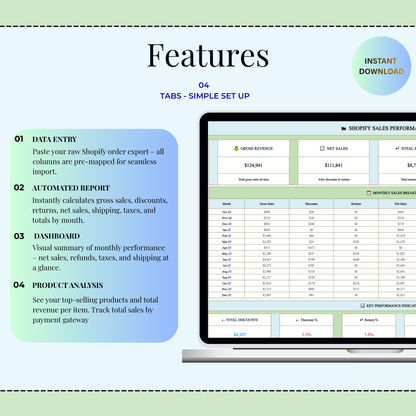 Shopify Sales Report Excel Template