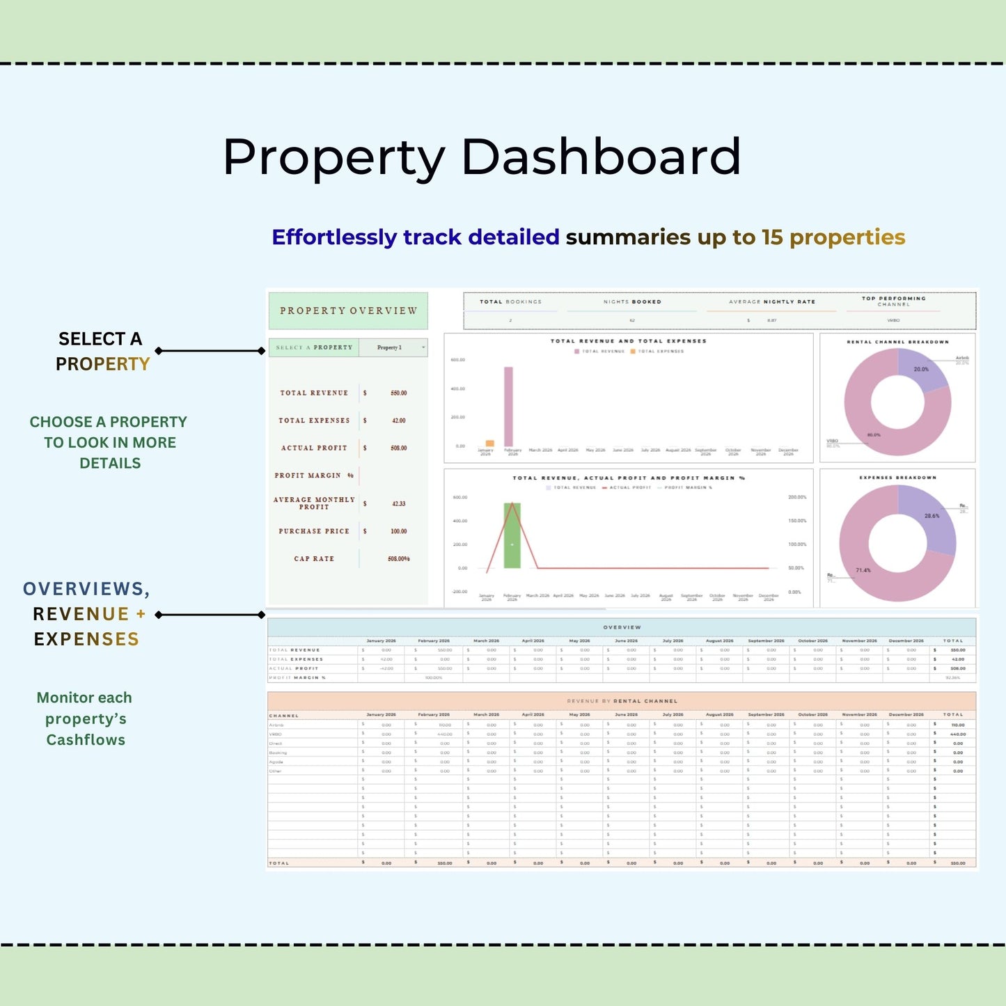 Airbnb Income & Expense Spreadsheet Template for Hosts |Vacation Rental Property Management Airbnb  , Vrbo Bundle   Profit and Loss Tracker