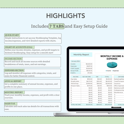 Easy Business Bookkeeping Template: Excel & Google Sheets