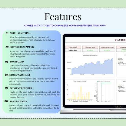 Investment Tracker Spreadsheet, Stock Portfolio & Crypto Tracker