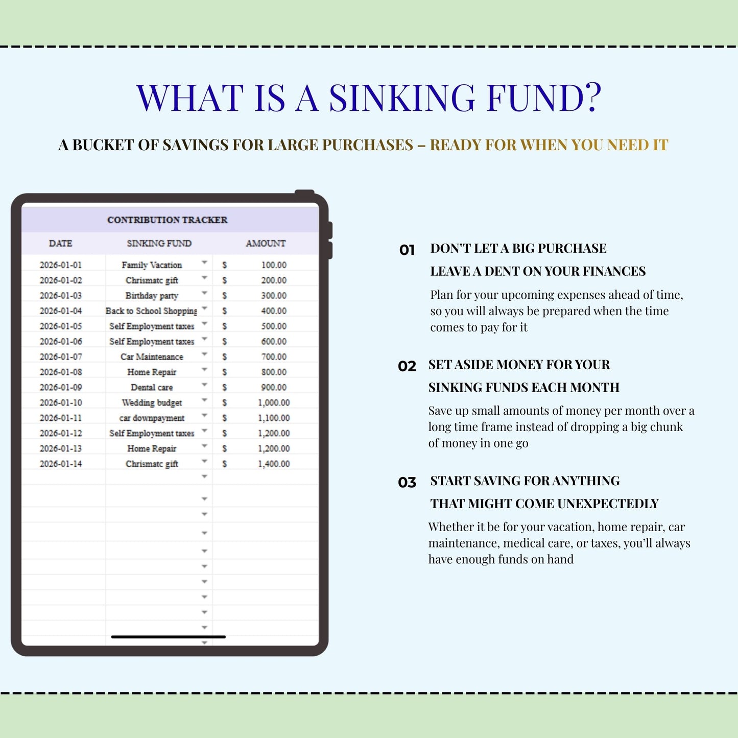 Sinking Funds Tracker Spreadsheet Excel Budget Template | Google Sheets Savings Tracker Personal Finance Planner | Cash Savings Spreadsheet
