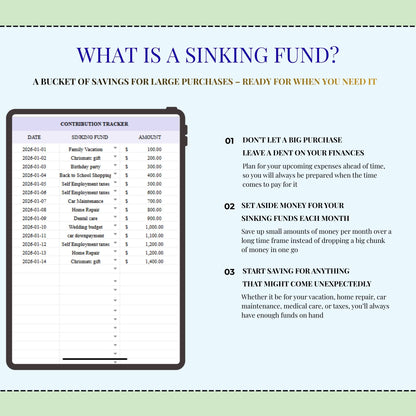 Sinking Funds Tracker Spreadsheet Excel Budget Template | Google Sheets Savings Tracker Personal Finance Planner | Cash Savings Spreadsheet