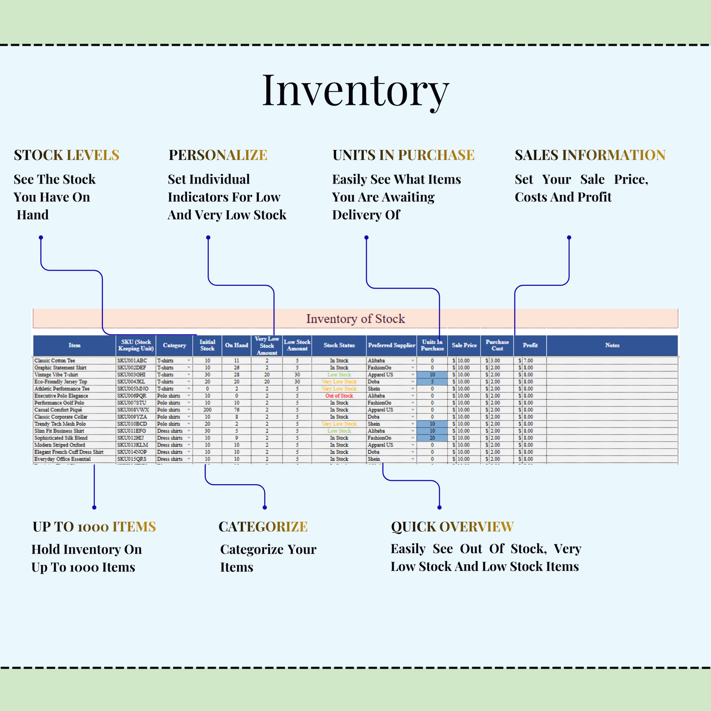 Inventory Tracker Spreadsheet for Small Business | Google Sheets and Excel Inventory Management Template | Inventory Log Order Tracker