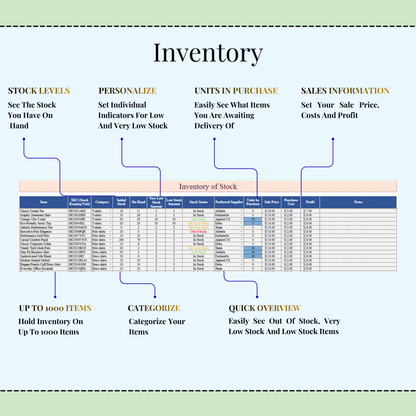 Inventory Management Template for Small Business | Excel & Sheets