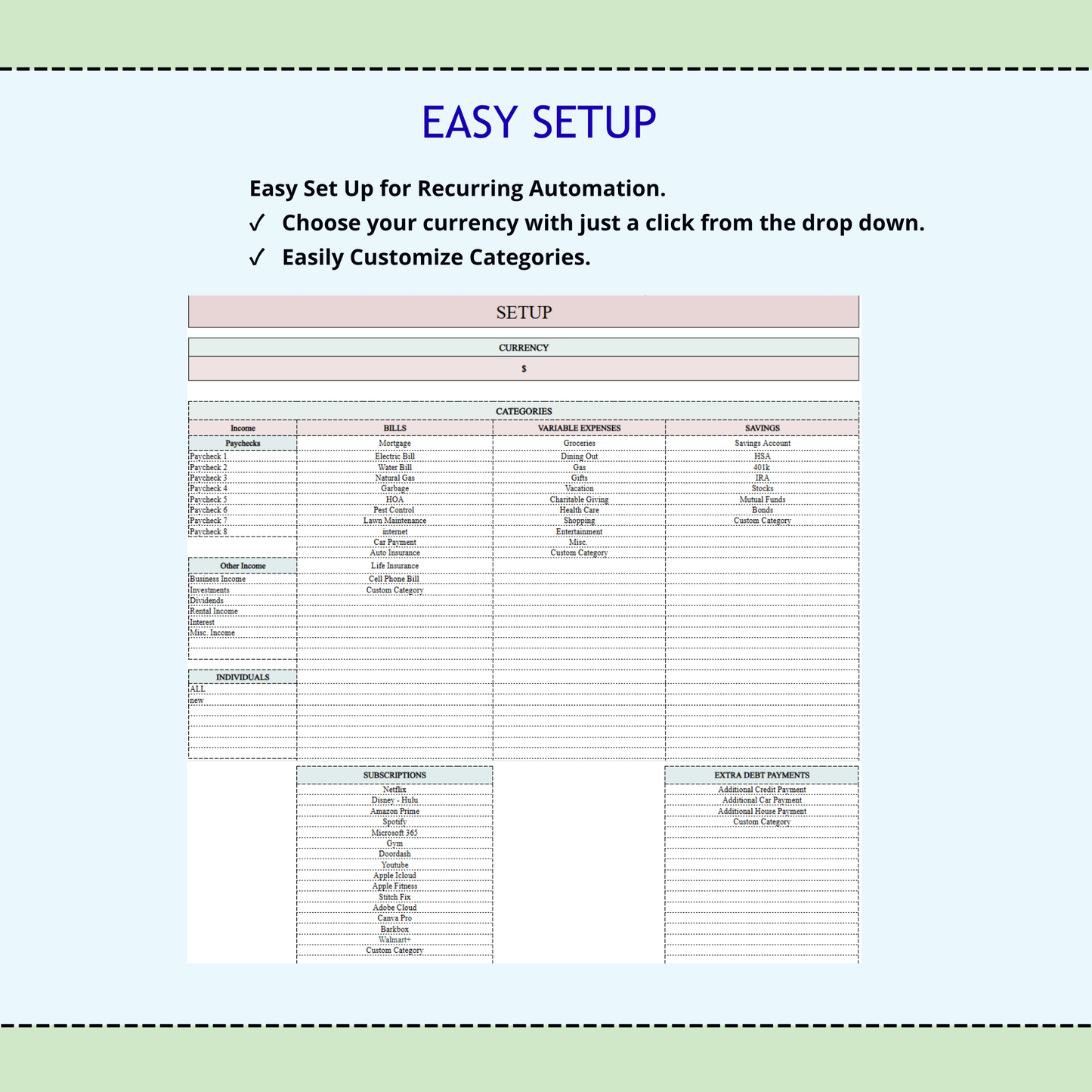 Excel Paycheck Budget Spreadsheet & Google Sheets Budget Template – Paycheck by Paycheck Budget Planner, Personal Finance Tracker