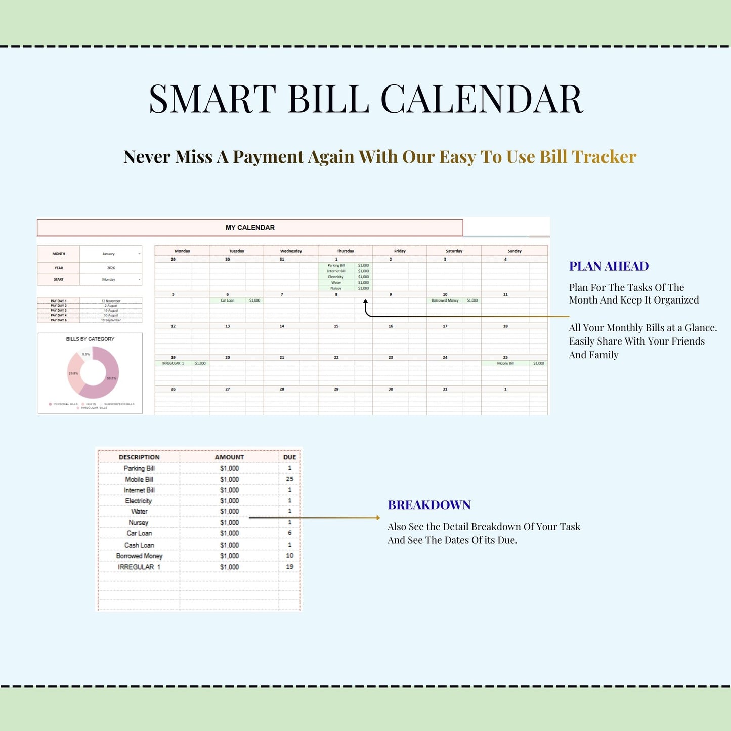 Biweekly Paycheck Budget Template | Excel & Google Sheets