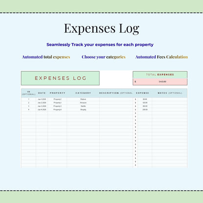 Airbnb & Vrbo Income Expense Tracker | Rental Property P&L