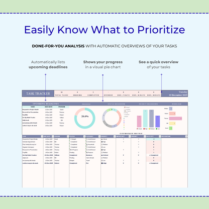 Excel Task Tracker Spreadsheet To Do List Google Sheets