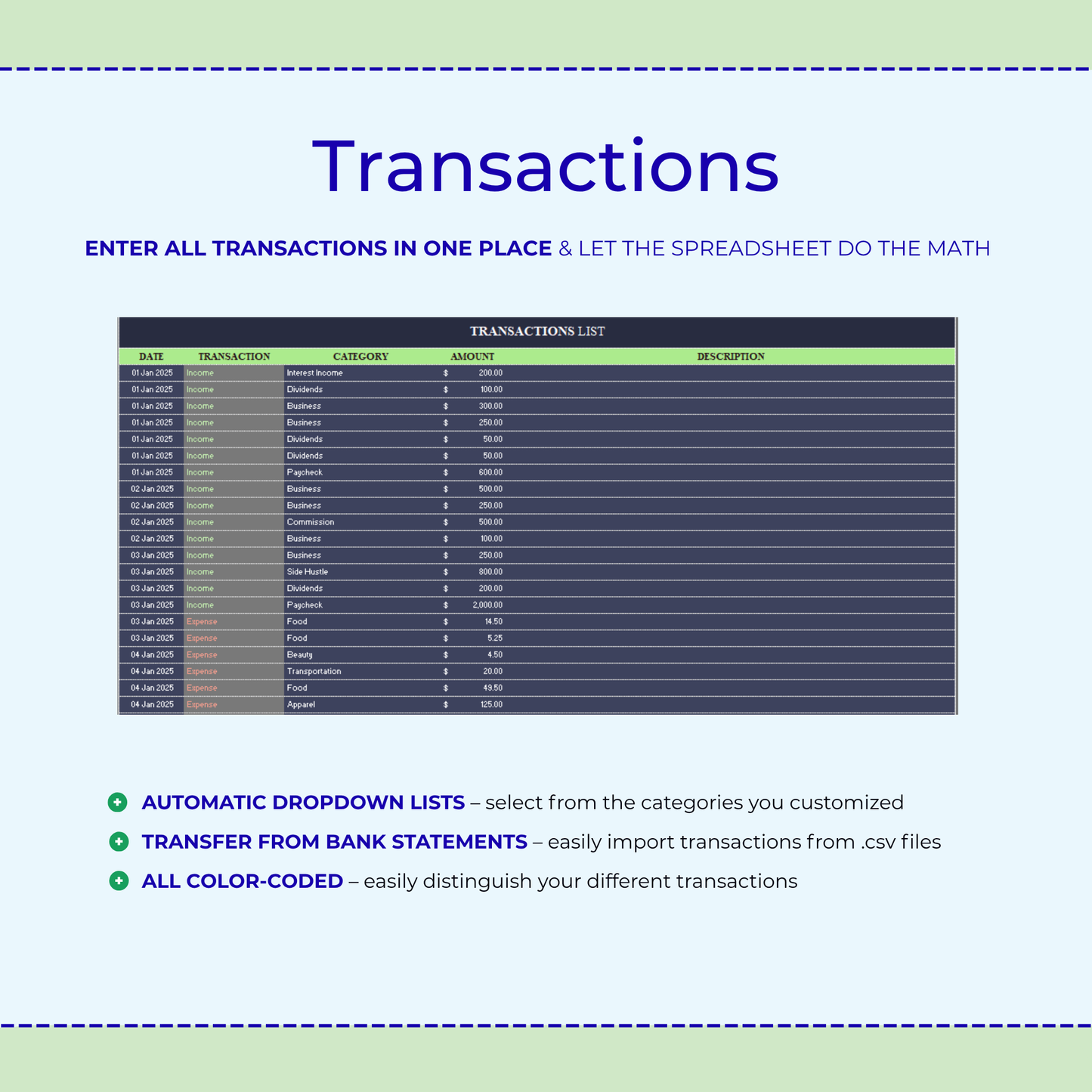 Simple Budget Planner | Excel & Google Sheets