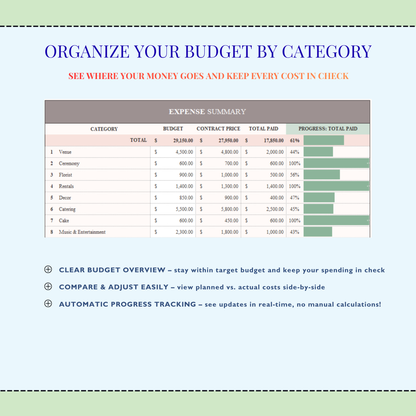 Wedding Budget Planner Spreadsheet Google Sheets | Excel Wedding Budget Tracker | Wedding Finance & Cost Tracking Expenses | Bride Budget