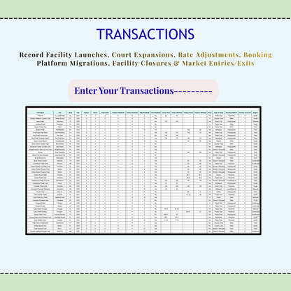 Padel & Pickleball Facility Tracker Excel Template | Club Database, Court Analytics, Forecast Dashboard Spreadsheet
