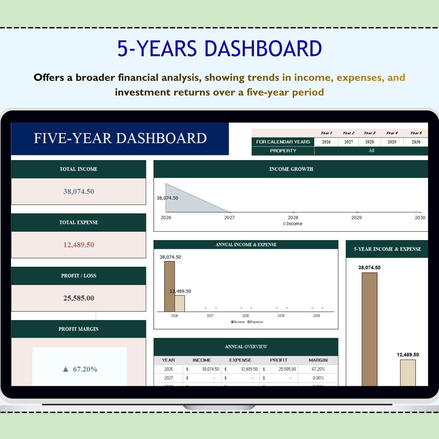 Rental Bookkeeping Excel Google Sheets – Rental Property Template, Landlord Spreadsheet, Income and Expense Tracker, Real Estate Management