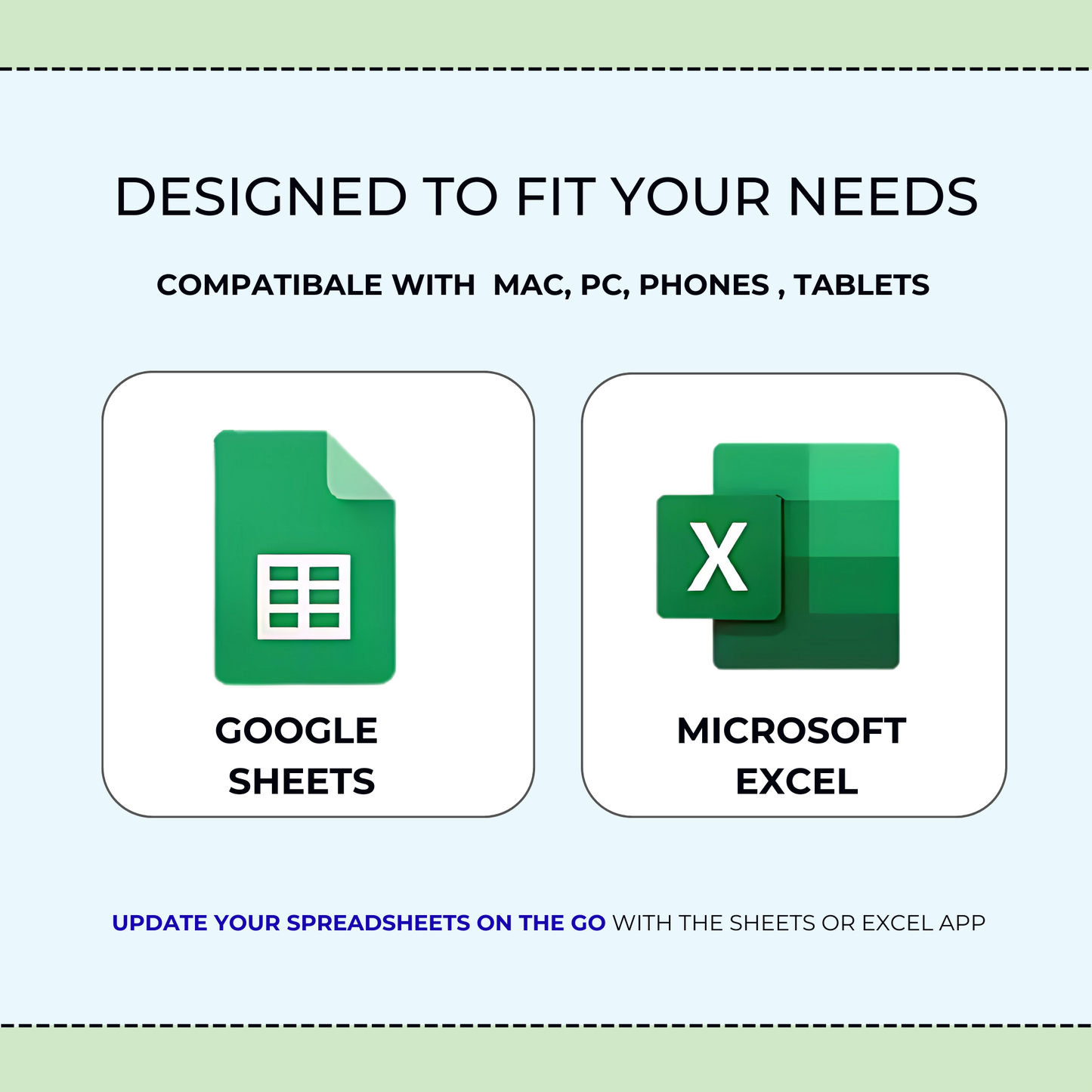 50/30/20 Budget Template | Monthly Excel & Google Sheets