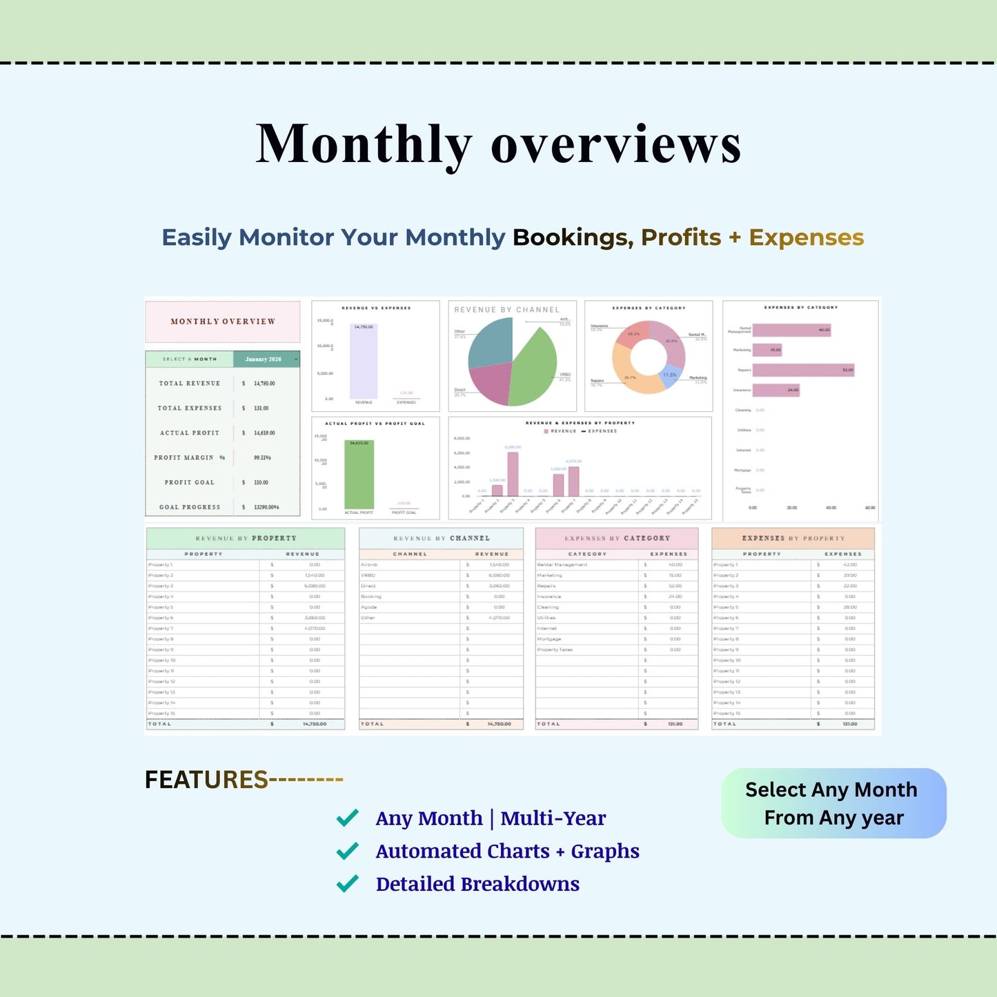 Airbnb Income & Expense Spreadsheet Template for Hosts |Vacation Rental Property Management Airbnb  , Vrbo Bundle   Profit and Loss Tracker