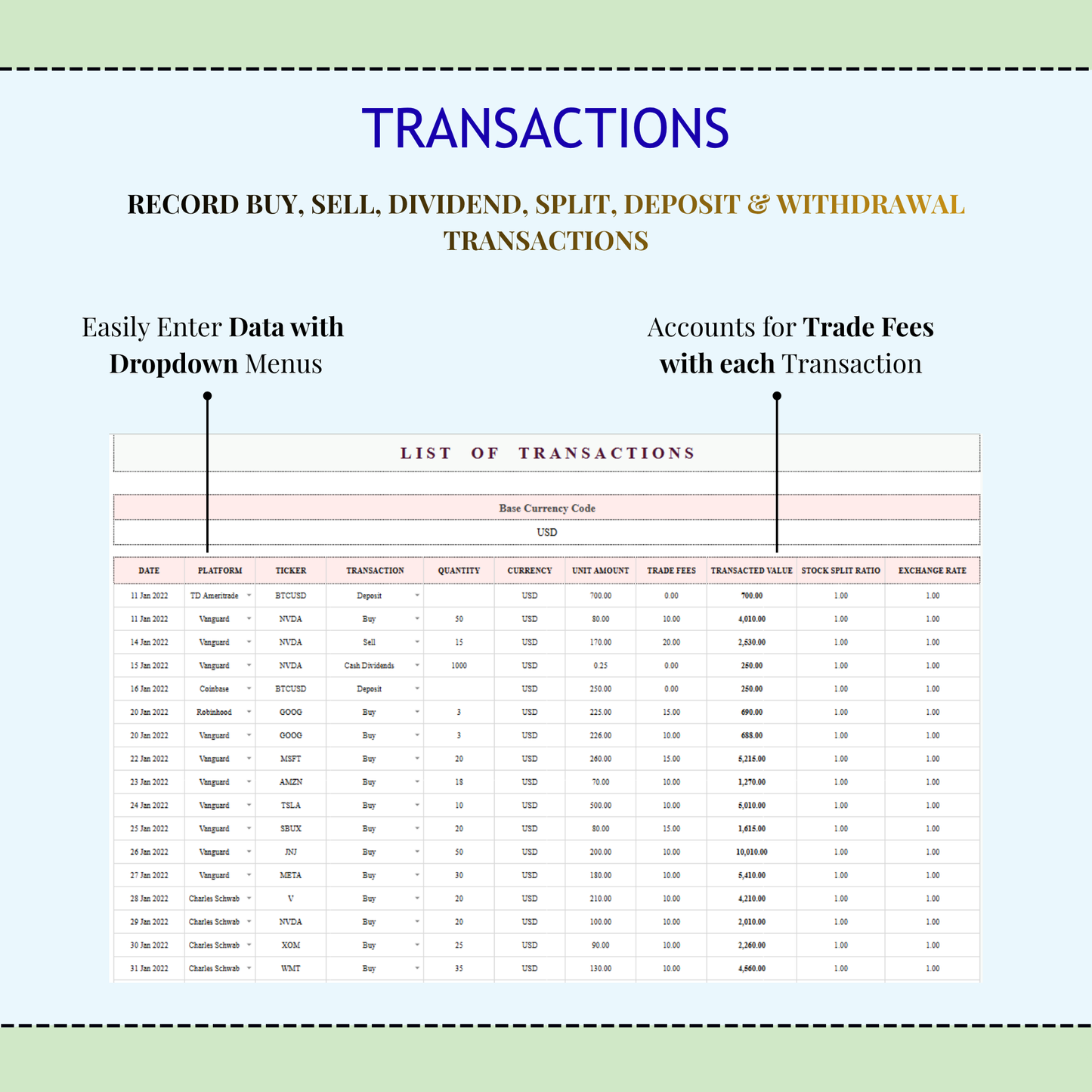 Investment Tracker Spreadsheet, Stock Portfolio & Crypto Tracker