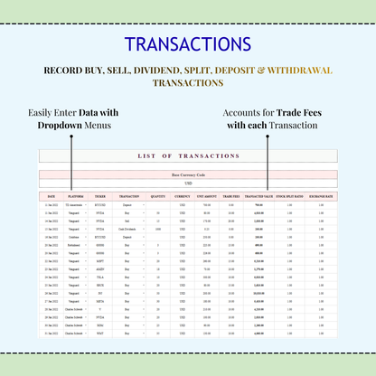 Investment Tracker Spreadsheet, Stock Portfolio & Crypto Tracker