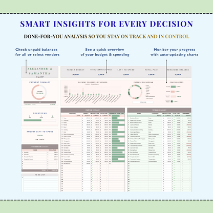 Wedding Budget Planner Spreadsheet Google Sheets | Excel Wedding Budget Tracker | Wedding Finance & Cost Tracking Expenses | Bride Budget