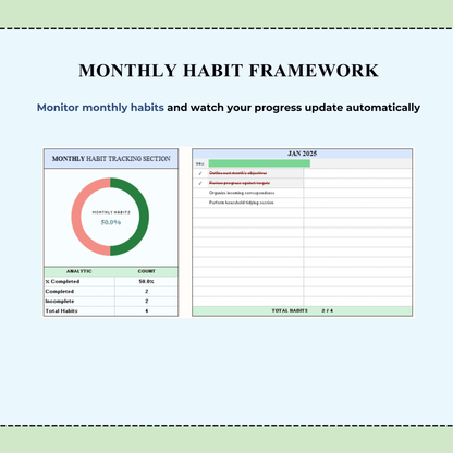 Daily Habit Tracker & Goal Planner | Excel & Google Sheets