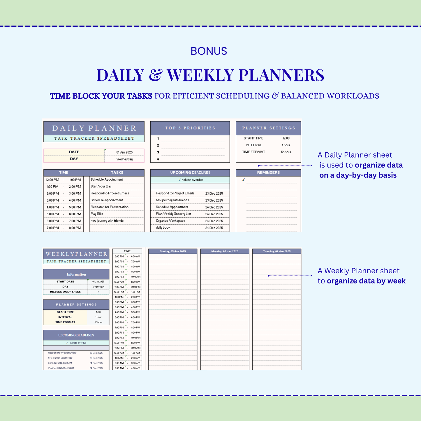 Excel Task Tracker Spreadsheet To Do List Google Sheets Daily Task Management Project Manager Eisenhower Matrix Kanban Board Light Mode