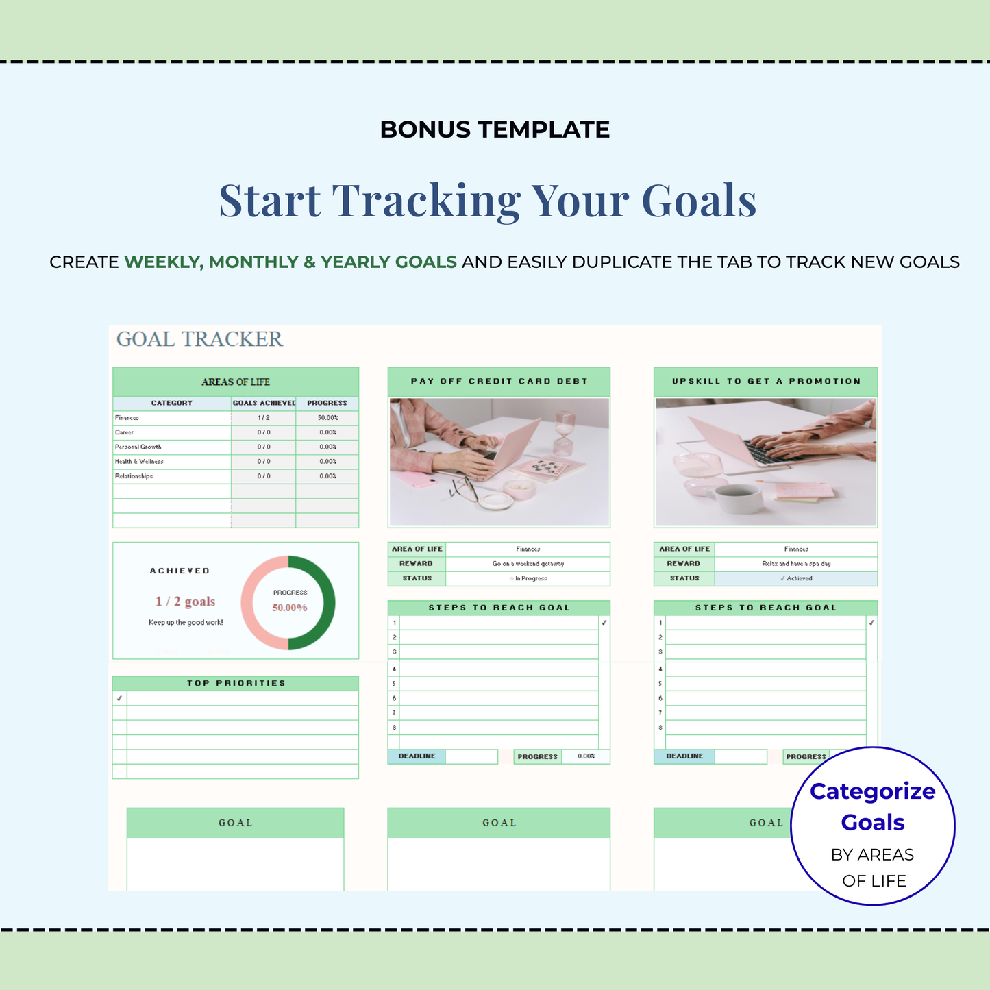 Habit Tracker Spreadsheet for Google Sheets & Excel, Daily Habit Planner, Weekly Goals, Monthly Routine